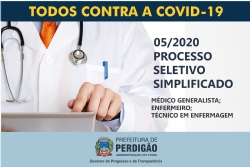 Prefeitura de Perdigão abre processo seletivo  para contratação de profissionais de saúde para enfrentamento à covid-19