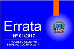 Prefeitura publica Errata 01 do Processo Seletivo 04/2017