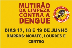 Na próxima semana, mutirão de limpeza será nos bairros: Novato, Lourdes e Centro
