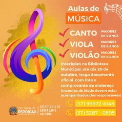 Abertas as inscrições para as aulas de Canto  Viola e Violão
